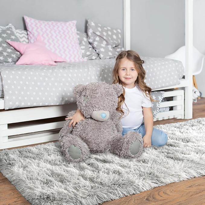 Pionblank Fluffy Runner Rugs for Bedroom 2x6, Tie Dye Grey | Modern Shaggy Area - Image 3