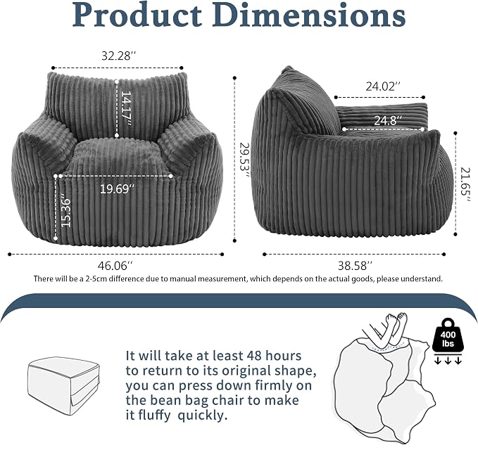 Giant Plush Bean Bag Chair for Adults - Image 2