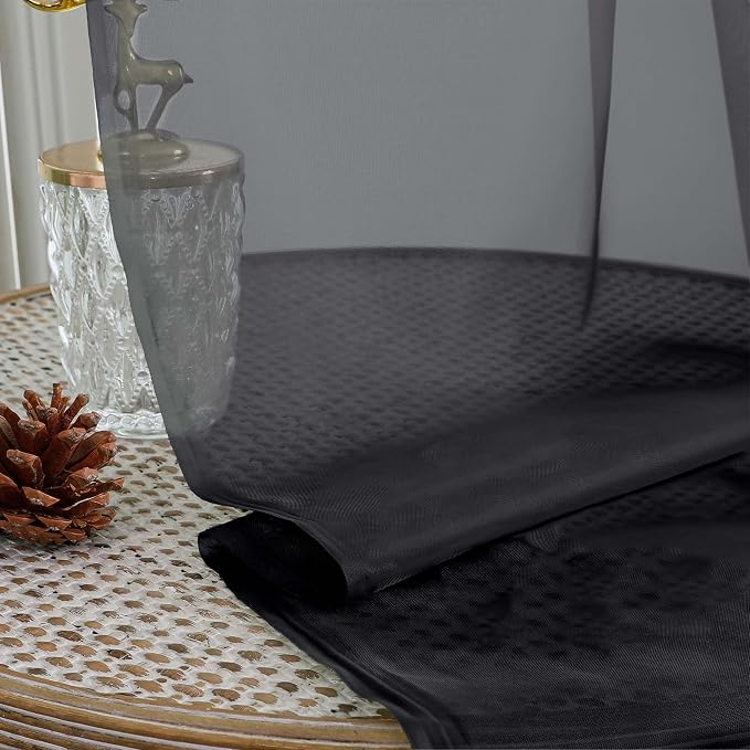 Black Sheer Curtain 90 Inches Long 2 Panels Set, Solid Filmy Drapes - Image 6