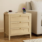 EYYTHUNG 3 Drawer Nightstand Set of 2, Farmhouse Large Bedside End Table - Image 2