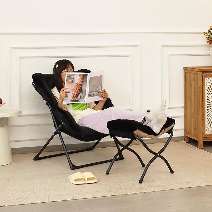 Comfy Saucer Chair for Adults, Soft Faux Fur Bedroom Chair, Accent Dorm Chairs - Image 4