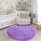 Amdrebio Purple Shaggy Small Round Circle Area Rug 3Ft - Image 5
