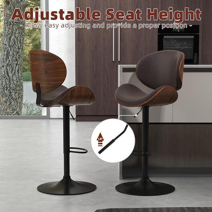 civama Brown Bar Stools Set of 2 - Image 7