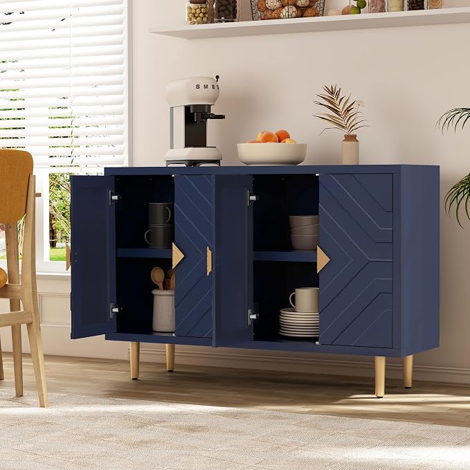 HLR 48" Accent Cabinet with 4 Doors and Shelves, Modern Sideboard Buffet - Image 4