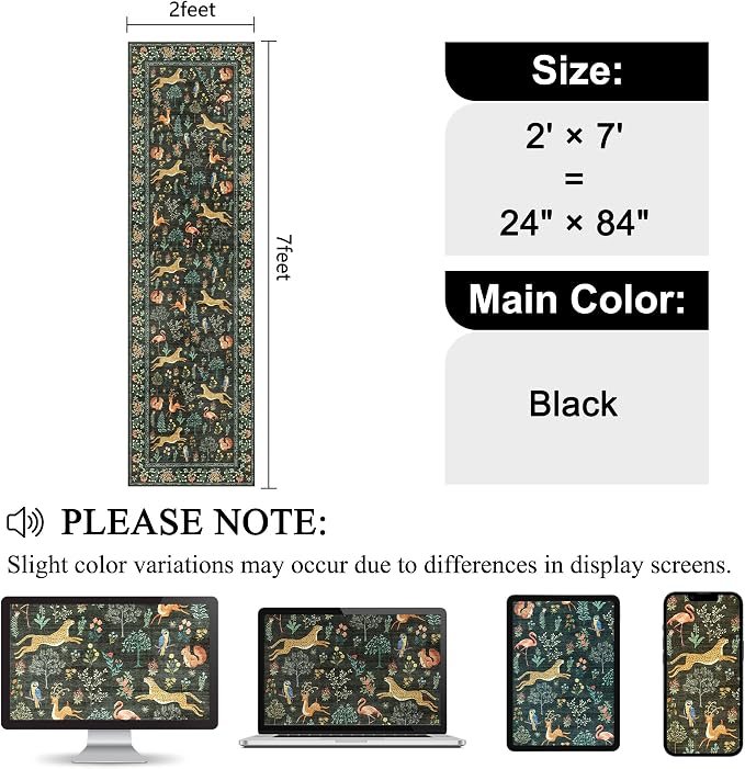 DUKINO 2x7 Runner Rug for Hallway, Washable Kitchen Rugs Non Slip, Stain - Image 2