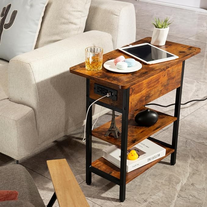 Yoobure End Table with Charging Station, Flip Top Side Table with USB Ports and - Image 9
