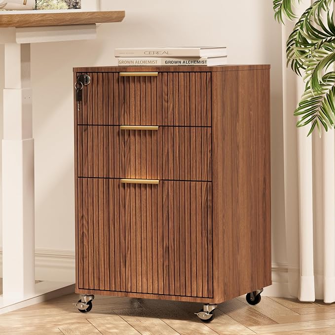 3 Drawers Fluted Mobile File Cabinet by INNODToddlerTower