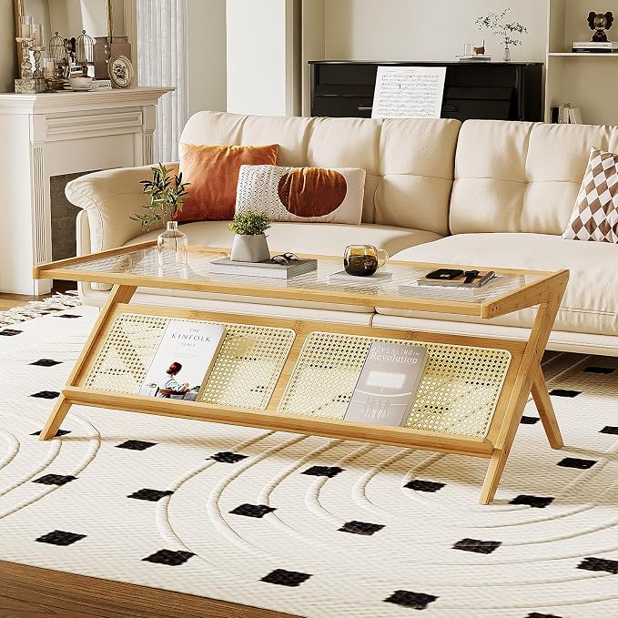 Bamworld Rattan Coffee Table Mid-Century Modern Coffee Table BambooTable - Image 6