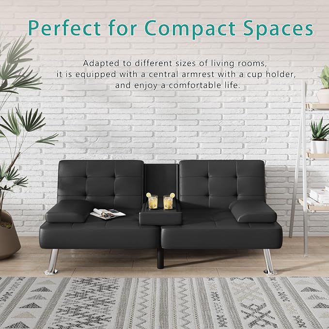 Flamaker Futon Sofa Bed Modern Folding Futon Set Convertible Recliner Lounge - Image 5