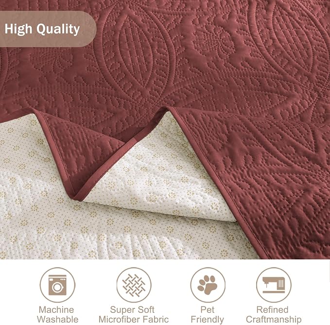 Red Quilted Recliner Chair Covers, Waterproof Medium Chair Covers, Lazy Boy - Image 5