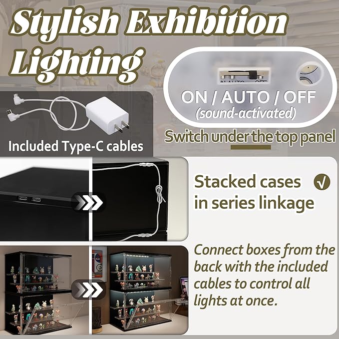 2PCS Clear Display Case for Collectibles, 3-Tier Adjustable Display Case - Image 4