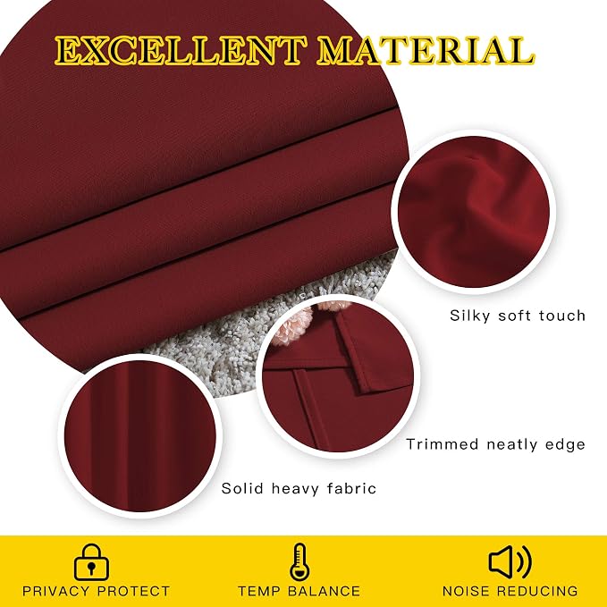 NICETOWN Burgundy Red Sliding Door Curtains 2 Panels Set 118 inches Long - Image 4