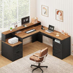 YOMILUVE 63" Farmhouse L Shaped Executive Desk by YomiluveDesign