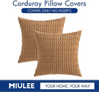 MIULEE Euro Sham Corduroy Decorative Throw Pillow Covers 24x24 Brown | Pack of - Image 6
