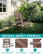 SERWALL Outdoor Rocking Chair Set of 4, HDPE Rocking Chair - Image 4