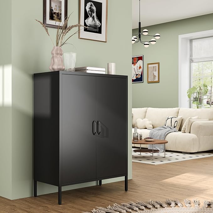 Bevivog Metal Locker Storage Cabinet, Home Office Metal Storage Cabinet Small - Image 2