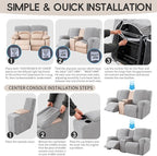 Recliner Loveseat Covers with Console, Stretch Geometric Strokes Jacquard - Image 7