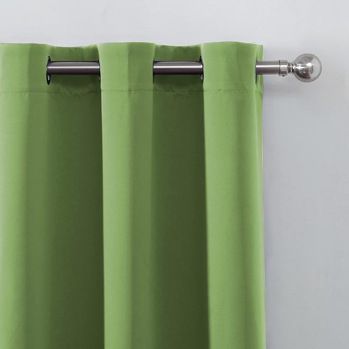 Blackout Curtains 66 x 84 inch/Light Green Curtains Set of 2 Panels/Thermal - Image 7