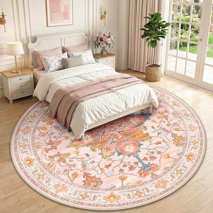 RELEANY Washable Area Rug, Round 10ft, Water Repellent, Pet Friendly, Vintage - Image 2