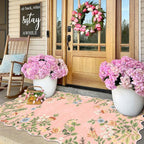 Pink Floral Entry Rug, 3x5 Ft Indoor Outdoor Mats - Image 4