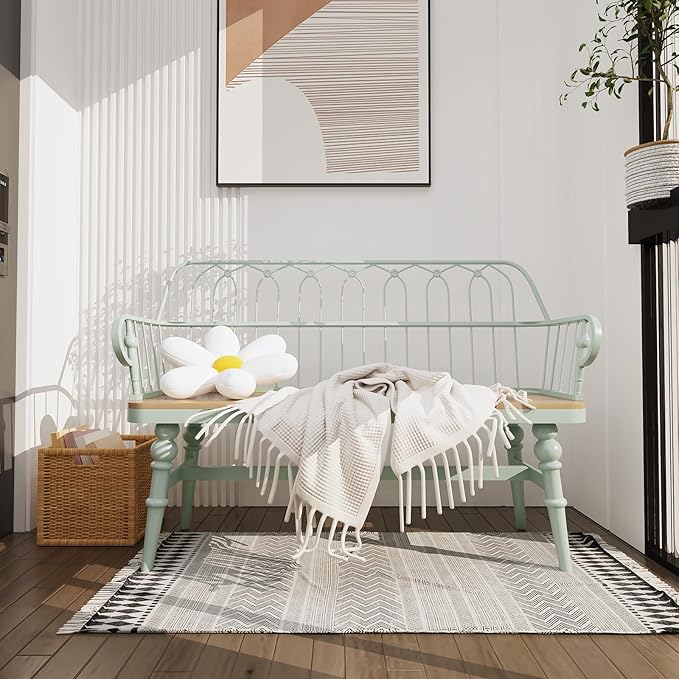 DIBRATY Entryway Bench, Spindle Back Wooden Dinning Bench, Farmhouse Foyer Bench - Image 3