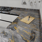 Grey Gold Marble Contact Paper for Countertops 15.7" X 78"Glossy Peel and Stick - Image 8