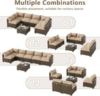 LOUVIXA 7 Piece Outdoor Patio Furniture Set, Outdoor Sectional Sofa, Wicker - Image 3