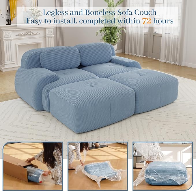 Boneless Sectional Couch, No Assembly Required, 81.8” U Shaped Modular Cloud - Image 9