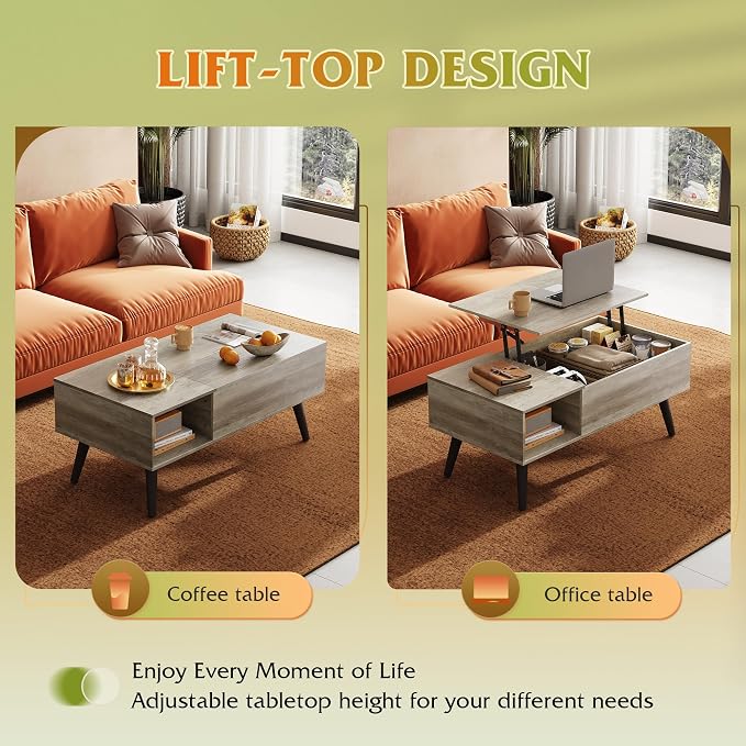 WLIVE Coffee Table for Living Room, Lift Top Coffee Table - Image 5