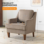 VINGLI Brown Accent Chair, Mid Century Modern Chairs, Upholstered Armchair - Image 2