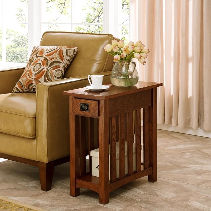 Leick Home Mission End Table, Solid Wood, 1 Storage Drawer, Bottom Display Shelf - Image 2