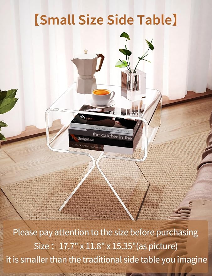 Acrylic Nightstand Side Table Modern Design Clear Home Decor Display End Table - Image 5