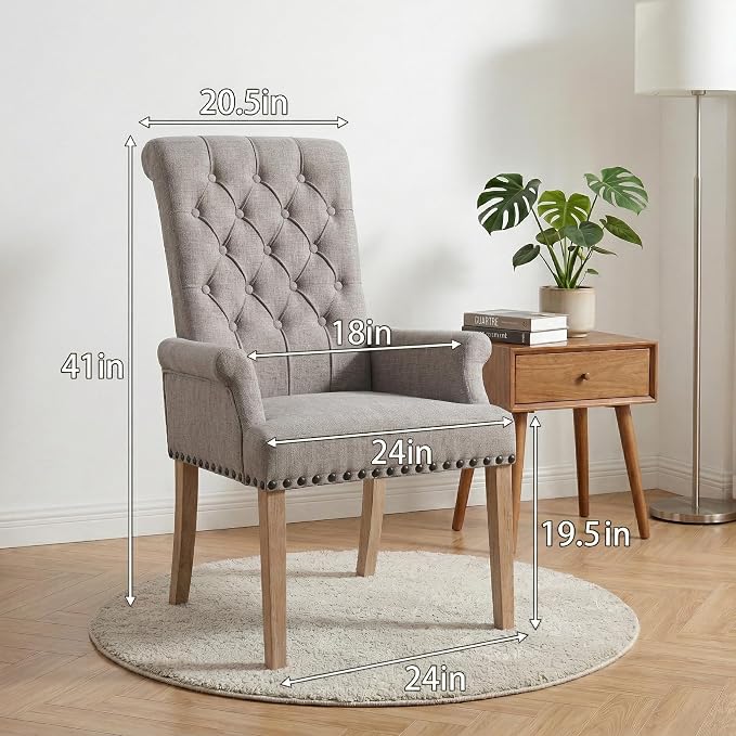 Modern Upholstered Fabric Dining Chairs Set of 2, Accent Chairs - Image 2