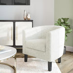 BELLEZE Accent Barrel Chair Set of 2, Linen Round Chair Club Tub Sofa Corner - Image 2