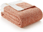 Snuggle Sac Orange Fall Blanket Twin Size, Oversized Soft Warm Cozy Knit by SnuggleSac