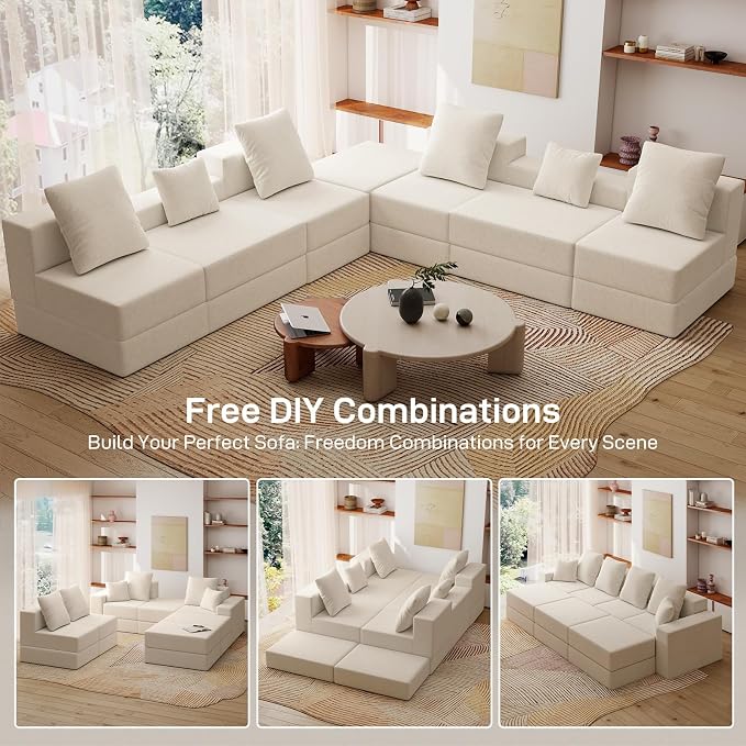 Living&Giving 128" U-Shaped Cloud Sectional Couch - Image 5