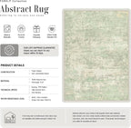 2.6x8 Washable Runner Rug：Modern Abstract Soft Carpet Green Cream | - Image 3