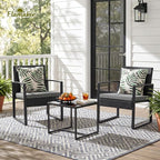 Flamaker 3 Pieces Patio Set Outdoor Wicker Furniture Modern Bistro Rattan Chair - Image 7