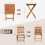 Devoko Outdoor 3 Piece Folding Patio Bistro Set Acacia Wood Bistro Table and - Image 7