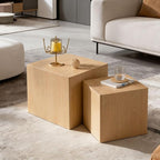 Square Nesting Tables for Living Room, Nesting Coffee Table Wood Grain Veneer by Vulacko