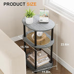 3 Tier Round Side Table with Storage, Oval End Table with Rattan Shelf & Metal - Image 2