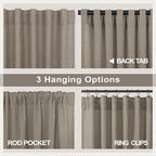 Pitalk 102 Inch Long Curtains Back Tab Linen Curtains - Image 4