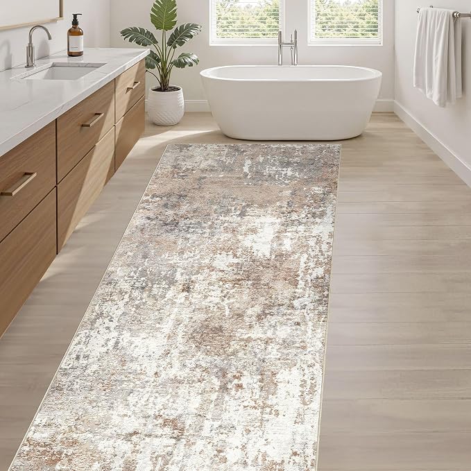 LOONGRUG Runner Rug 2x8 Washable Non-Slip Kitchen Neutral Modern Rug | Abstract - Image 4