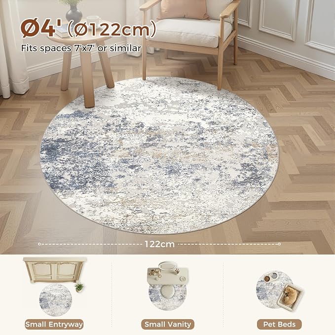 DMOYEST 4ft Round Area Rug Living Room Rugs - Image 3