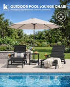 KINGYES HDPE Lounge Chair Outdoor Set of 4, Patio Chaise Lounge Recliner - Image 7