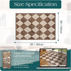 Front Door Rug - 2x3 Brown Beige Checkered Diamond Entry Rug | Non-Slip - Image 2