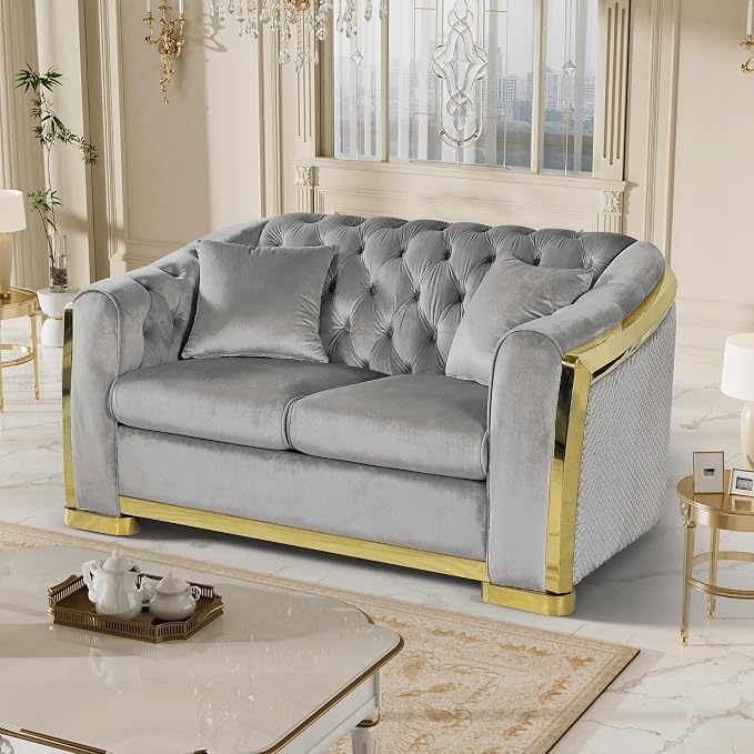 DAMAIFROM Mid Century Modern Chesterfield Sofa Couch, 2 Seat Tufted Sofas by DAMAIFROMFURNITURE