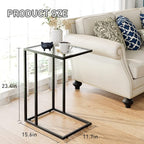C Table Glass End Table, Couch Side Table, Tempered Glass Snack Side Table - Image 3