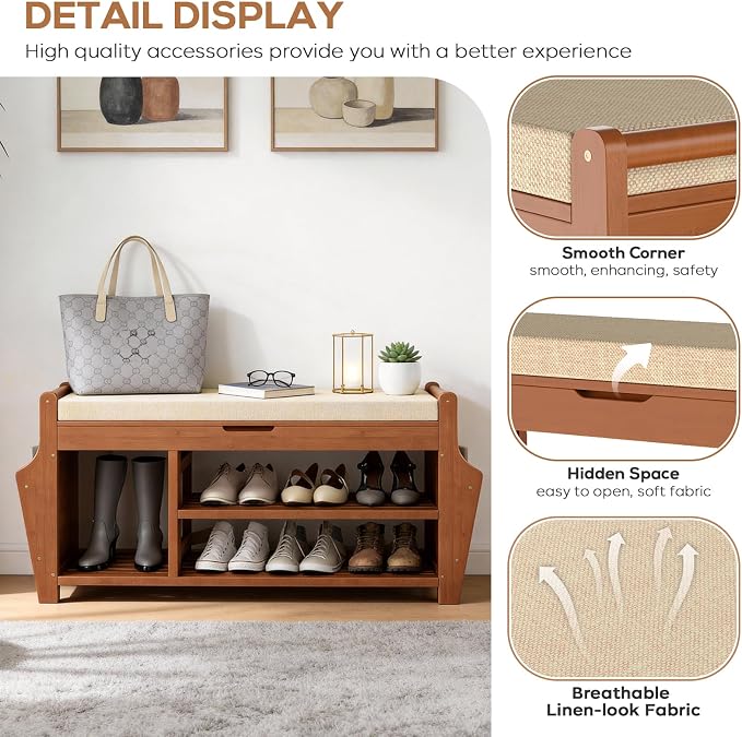 oakvivo 47.2in Shoe Bench Entryway - Image 4