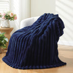 NEWCOSPLAY Fleece Ribbed Cozy Throw Blanket by NEWCOSPLAY